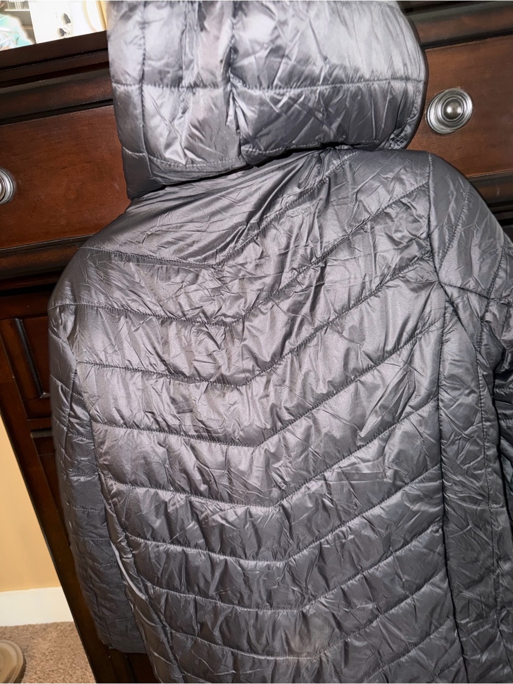 HQ Heated Jacket Black Quilted Puffer Jacket with Hood - Picture 8 of 11
